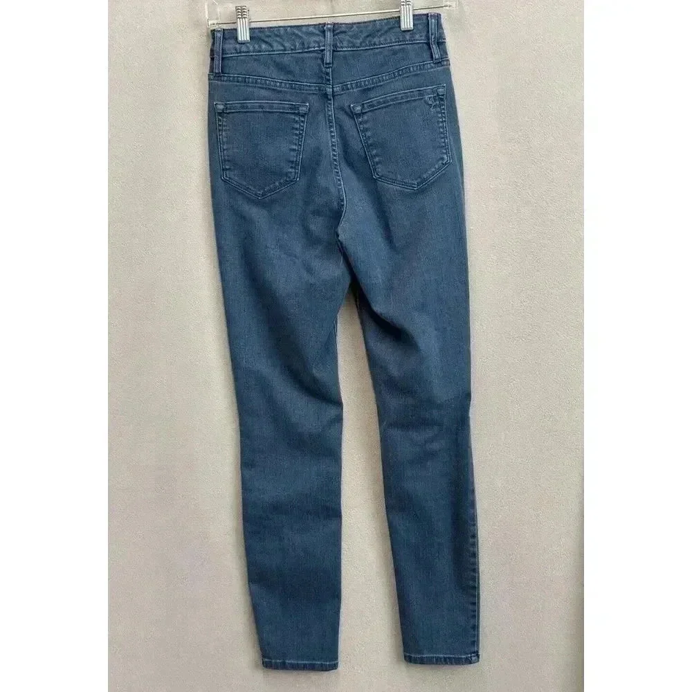 Martha‎ Stewart Jeans Women's Sz 0 Blue Peacock Embroidered High Rise Skinny